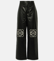 Кожаные брюки широкого кроя anagram Loewe, черный