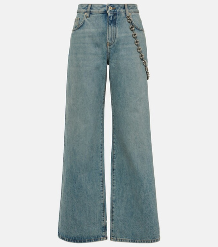 Расклешенные джинсы с высокой посадкой и цепочкой Loewe, синий