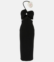 Платье миди с цветочной аппликацией и вырезом Magda Butrym, черный