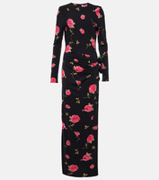 Платье макси со сборками и цветочной аппликацией Magda Butrym, черный