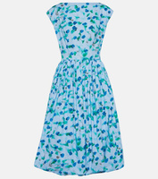 Платье миди из хлопкового поплина с цветочным принтом Marni, синий