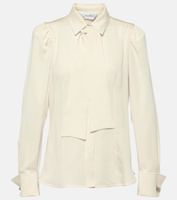 Шелковая блузка paraggi с завязками на воротнике Max Mara, белый
