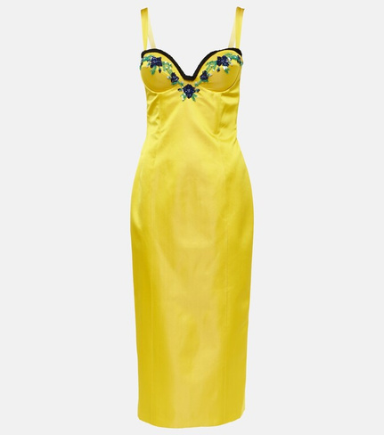 Бархатное платье миди iris с декором Miss Sohee, желтый
