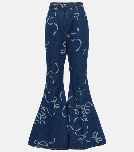 Расклешенные джинсы с принтом Nina Ricci, синий