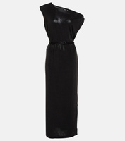 Драпированное платье миди из ламе Norma Kamali, черный