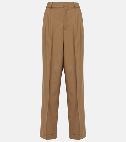 Широкие брюки из смесовой шерсти с высокой посадкой Polo Ralph Lauren, коричневый