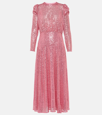 Вишневое платье миди с пайетками Rixo, розовый