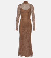 Ажурное платье макси с люрексом Tom Ford, коричневый