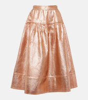 Джинсовая юбка миди astrid с фольгированным эффектом Ulla Johnson, металлический