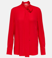 Шелковая блузка с бантом Valentino, красный