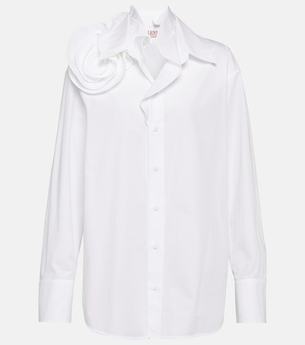 Рубашка из хлопкового поплина с цветочной аппликацией Valentino, белый