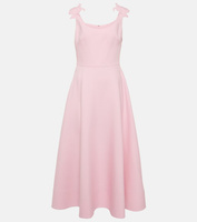 Платье миди из шерсти и шелка с цветочной аппликацией Valentino, розовый