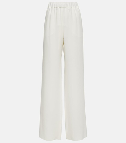 Широкие брюки из шелка с высокой посадкой Valentino, белый