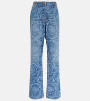 Прямые джинсы barocco с завышенной талией Versace, синий