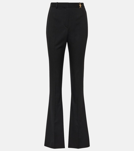 Расклешенные брюки с высокой посадкой из смесовой шерсти Versace, черный