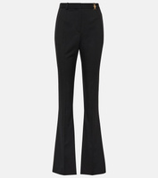 Расклешенные брюки с высокой посадкой из смесовой шерсти Versace, черный