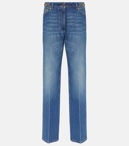 Прямые джинсы с высокой посадкой Versace, синий