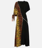 Асимметричное шелковое платье-макси с животным принтом Victoria Beckham, мультиколор