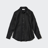 Рубашка UNIQLO льняная премиум-класса, черный
