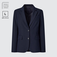 Пиджак строгого кроя стрейч (фасон) L UNIQLO, темно-синий