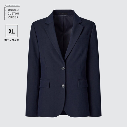 Пиджак строгого кроя стрейч (покрой) XL UNIQLO, темно-синий