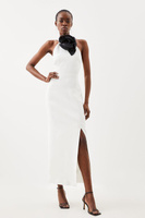 Компактное платье мидакси с вырезом халтер и корсажем из вискозы Karen Millen, белый