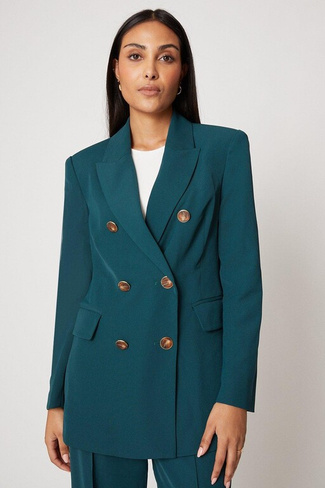 Миниатюрный пиджак в стиле милитари с роговыми пуговицами Wallis, зеленый