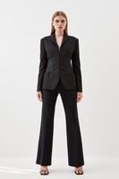 Компактные расклешенные брюки из эластичной ткани с контрастными вставками Karen Millen, черный