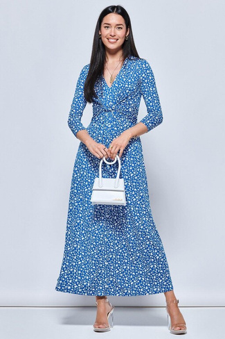 Платье макси из джерси Hayat с перекрученной передней частью Jolie Moi, синий