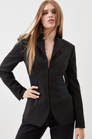 Компактный пиджак из эластичной ткани с контрастными вставками на талии Karen Millen, черный