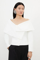 Компактный пиджак с асимметричным воротником и эластичным воротником Karen Millen, белый
