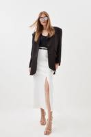 Компактный удлиненный пиджак с сильными плечами и эластичными принтами Karen Millen, черный