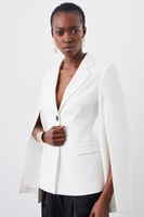 Компактный удлиненный пиджак с эластичными рукавами и объемными рукавами Karen Millen, белый