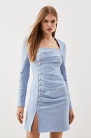 Мини-платье из джерси с защипами Ponte Karen Millen, синий