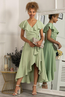 Платье макси с глубоким вырезом и оборками Racele Jolie Moi, зеленый