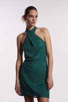 Мини-платье премиум-класса с перекрестным вырезом и блестками Coast, зеленый