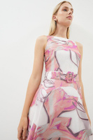 Расклешенное жаккардовое платье с поясом Coast, розовый