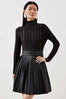 Мини-платье со складками из искусственной вязки Karen Millen, черный