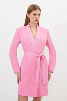 Мини-платье строгого смокинга с запахом Karen Millen, розовый