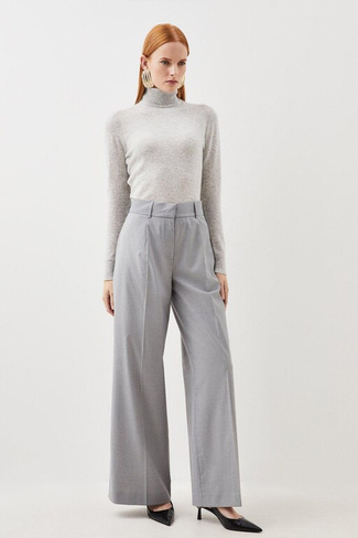 Широкие брюки из смесовой шерсти на заказ Karen Millen, серый