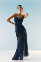 OOTO Кружевное платье макси с комбинацией Karen Millen, темно-синий