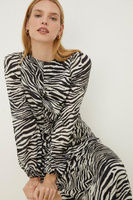 Rachel Stevens Petite Платье миди со сборками спереди и принтом зебры Oasis, мультиколор