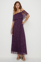 Многоярусное кружевное платье макси со складками и бретелями Oasis, фиолетовый