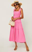 Многоярусное платье макси с отделкой по подолу (розовая фуксия) FS Collection, розовый