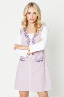 Вельветовое платье-сарафан Petite с фестонами и вышивкой Oasis, фиолетовый