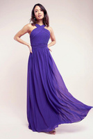 Шифоновое платье макси с бретелькой на шее Goddiva, фиолетовый