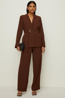 Креповый пиджак с поясом Oasis, коричневый