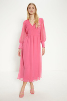 Шифоновое платье миди с объемными рукавами Oasis, розовый