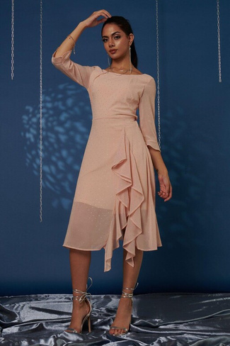 Шифоновое платье миди с отделкой Diamante Jolie Moi, обнаженная