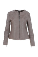 Модная куртка без воротника из натуральной кожи 'Francesca' Ashwood Leather, серый